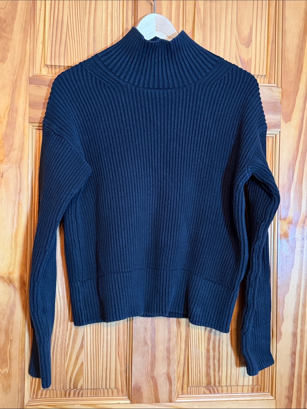 Everlane Classic Black Ribbed Mock Neck Sweater